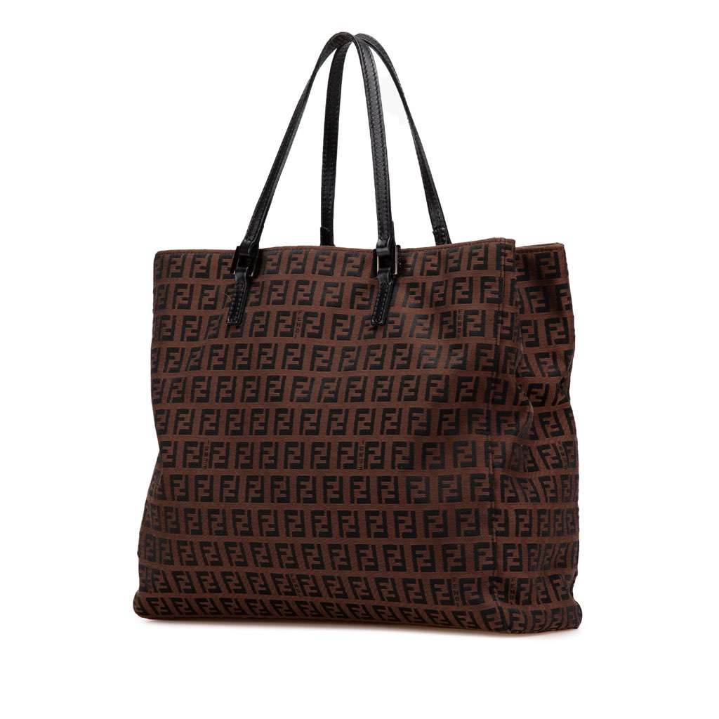 Fendi Zucchino Canvas Tote Brown Canvas Good - Back View