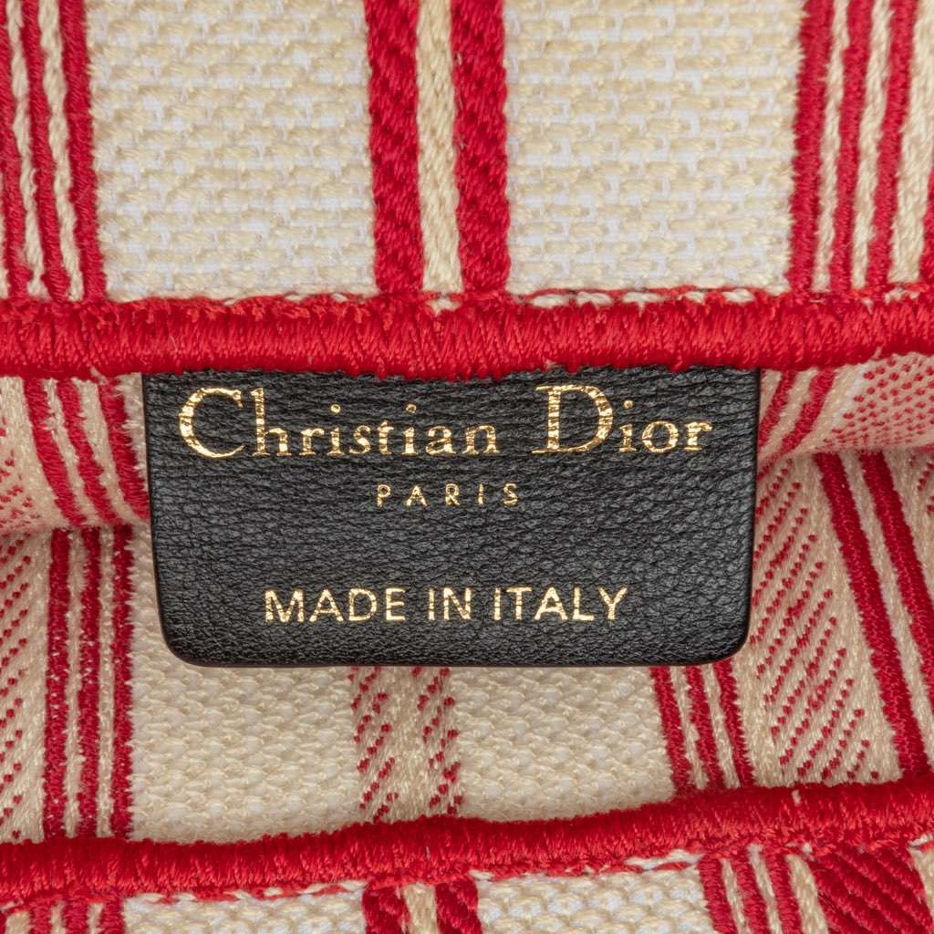 Dior Large Striped Book Tote Red Canvas Very good - Box View