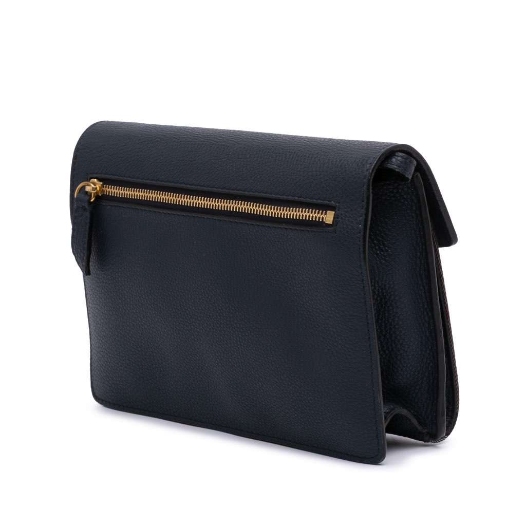 Burberry Small Leather and House Check Canvas Derby Macken Crossbody Blue Canvas Good - Back View