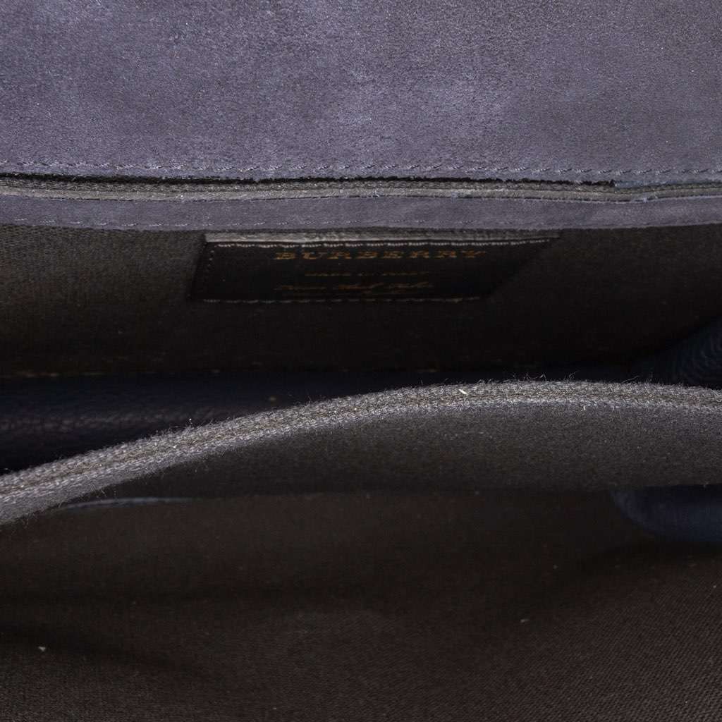 Burberry Small Leather and House Check Canvas Derby Macken Crossbody Blue Canvas Good - Model View