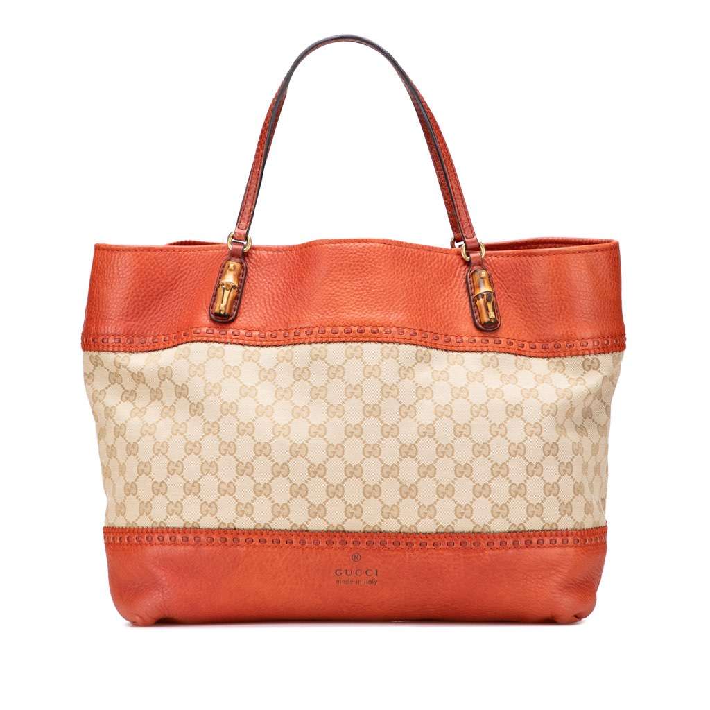 Gucci Large GG Canvas Laidback Crafty Tote Brown Canvas Good - Front View