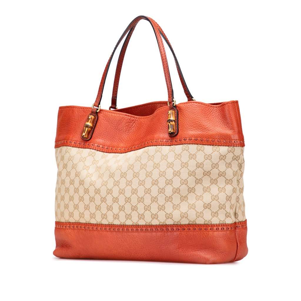 Gucci Large GG Canvas Laidback Crafty Tote Brown Canvas Good - Back View