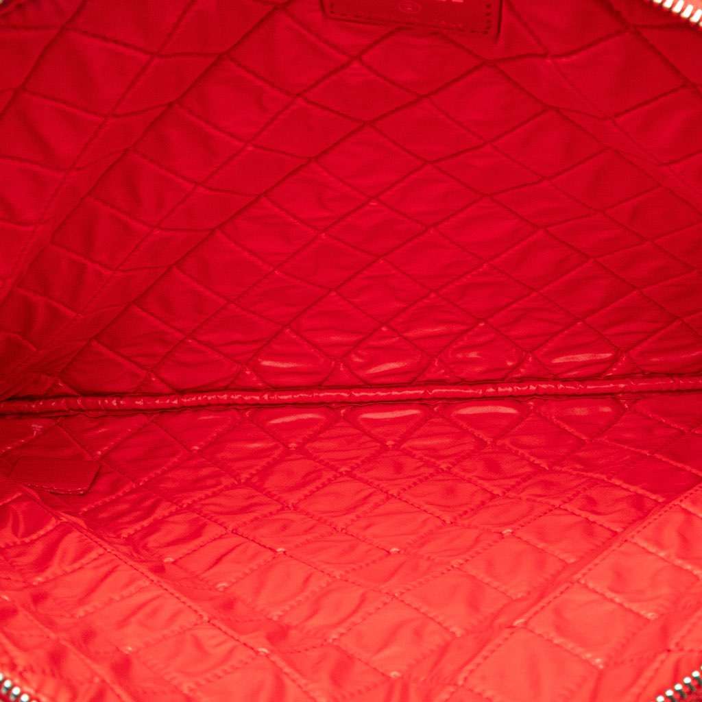 Chanel Large Quilted Lambskin O Case Clutch Red Leather Good - Model View