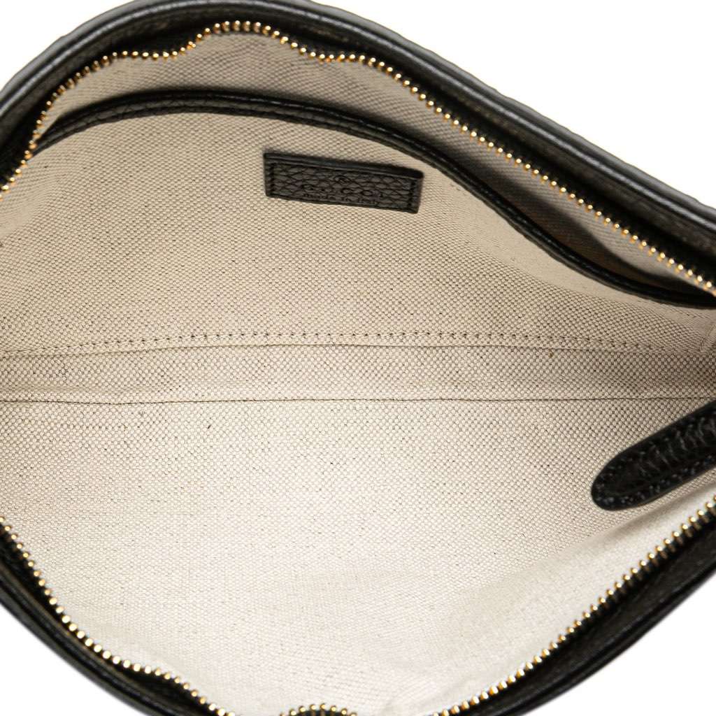 Gucci Medium GG Emblem Embossed Leather Shoulder Bag Black Leather Good - Model View
