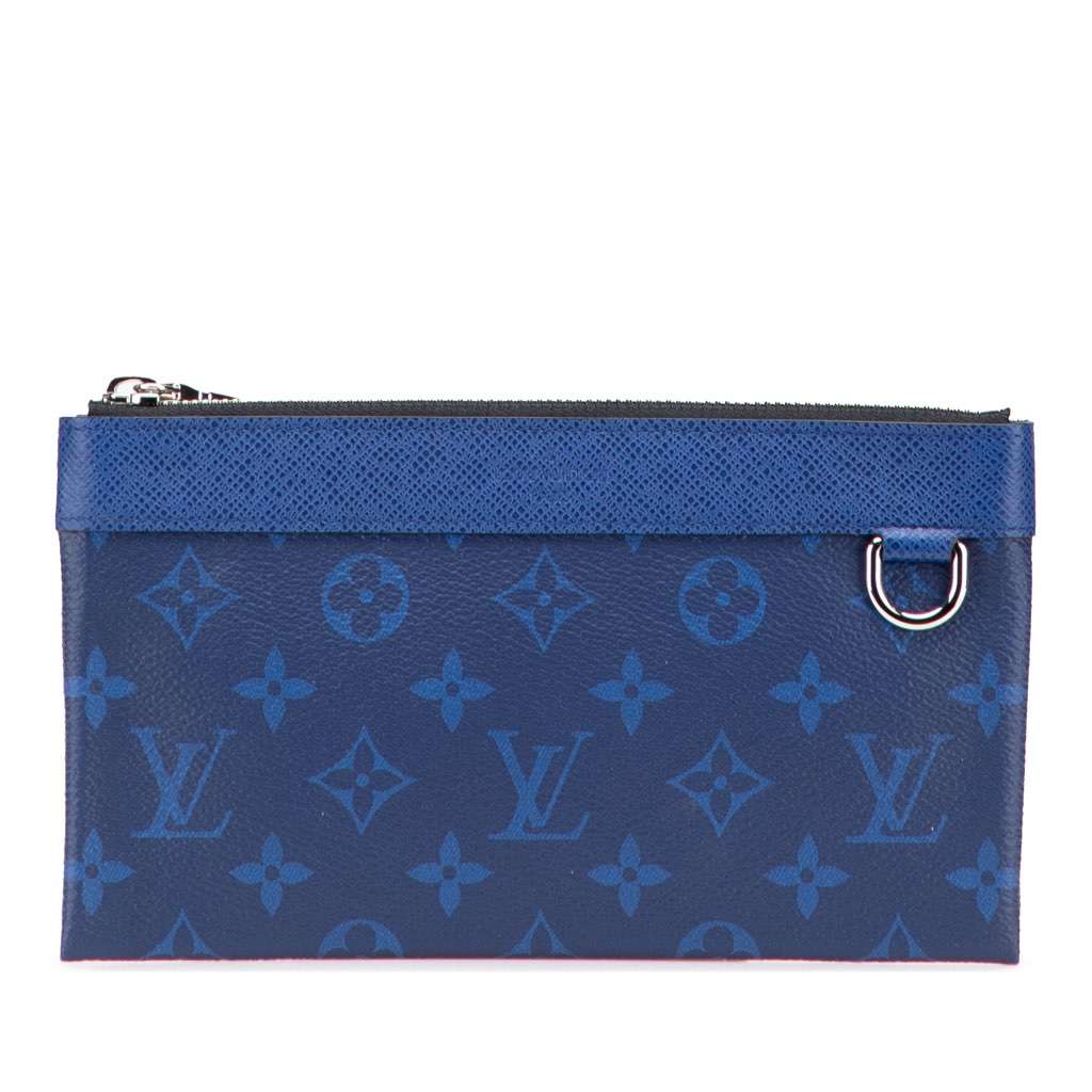 Louis Vuitton Monogram Taigarama Pochette Discovery PM Blue Canvas Good - Front View