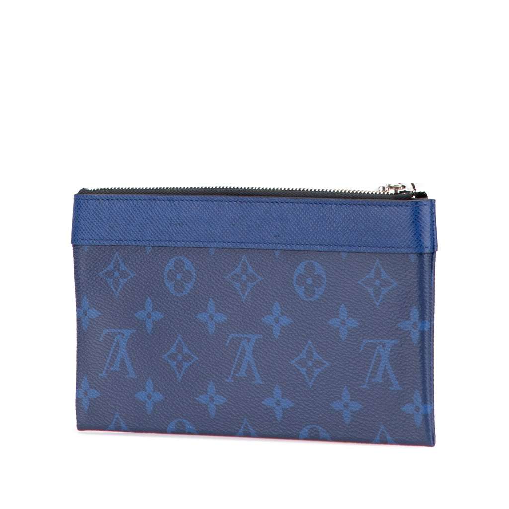 Louis Vuitton Monogram Taigarama Pochette Discovery PM Blue Canvas Good - Back View