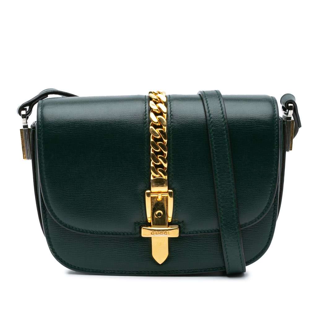 Gucci Mini Leather Sylvie 1969 Crossbody Green Leather Good condition - Front View