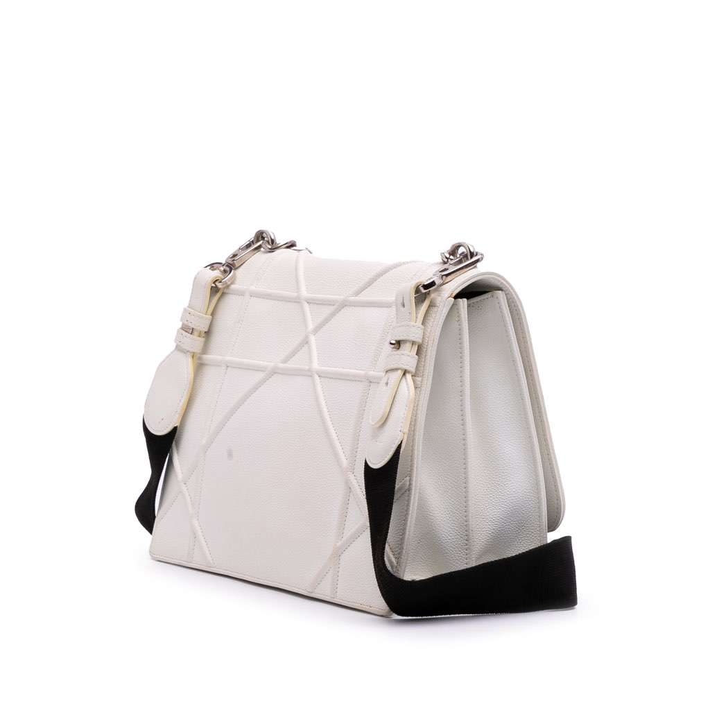 Dior Large Grained Calfskin Diorama Satchel White Leather Very good - Back View