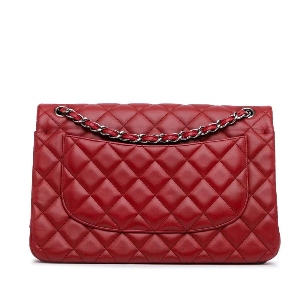Chanel Jumbo Classic Lambskin Double Flap Red Leather Good condition - Inside View
