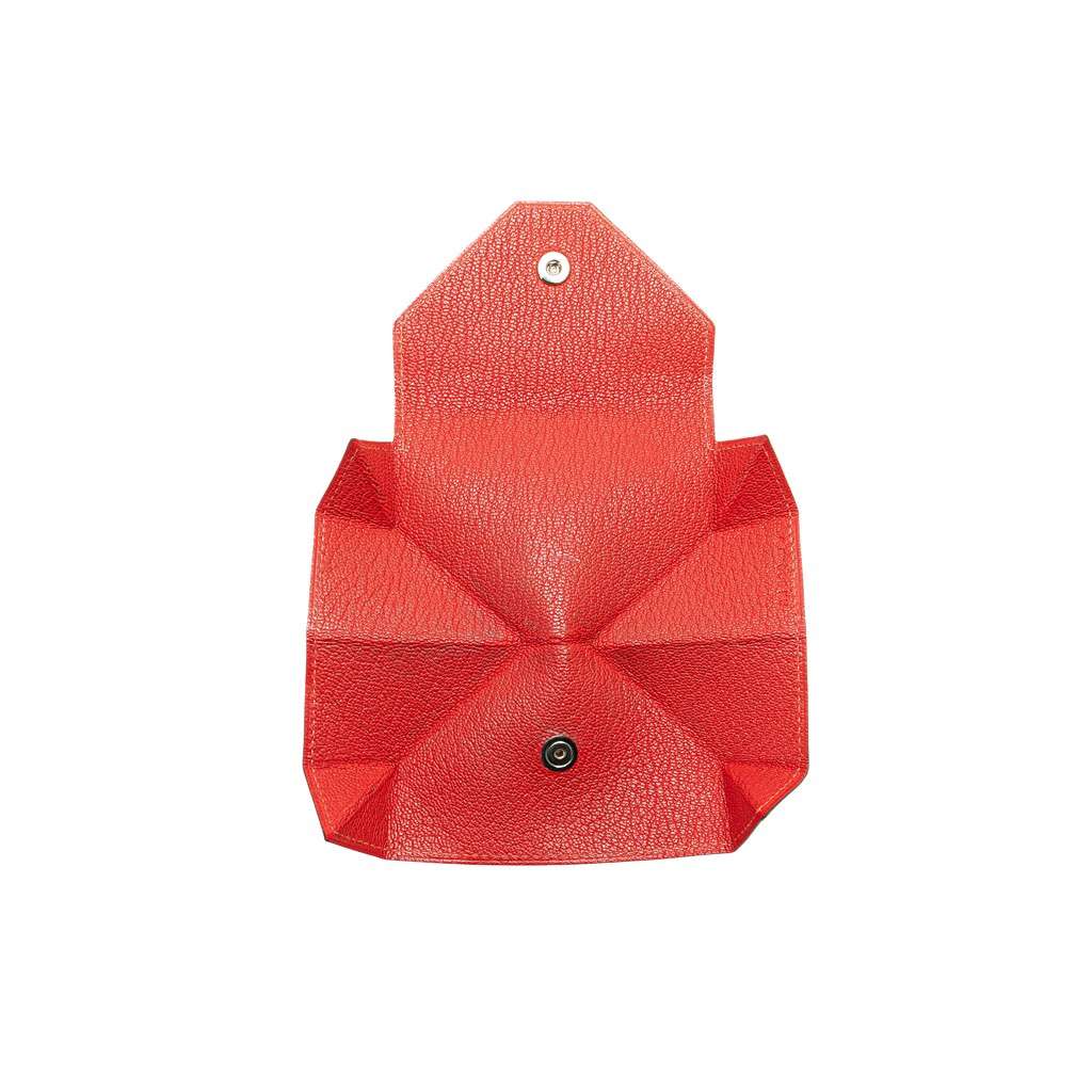 Hermès Chevre Le Vin Quatre Coin Purse Red Leather Good condition - Model View