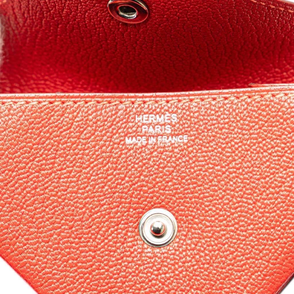 Hermès Chevre Le Vin Quatre Coin Purse Red Leather Good condition - Box View