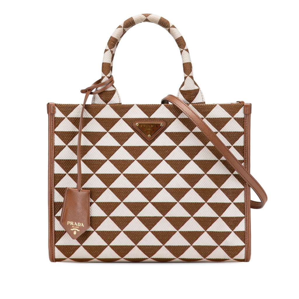 Prada Small Canvas Symbole Triangolo Satchel Brown Canvas Very good condition - Front View