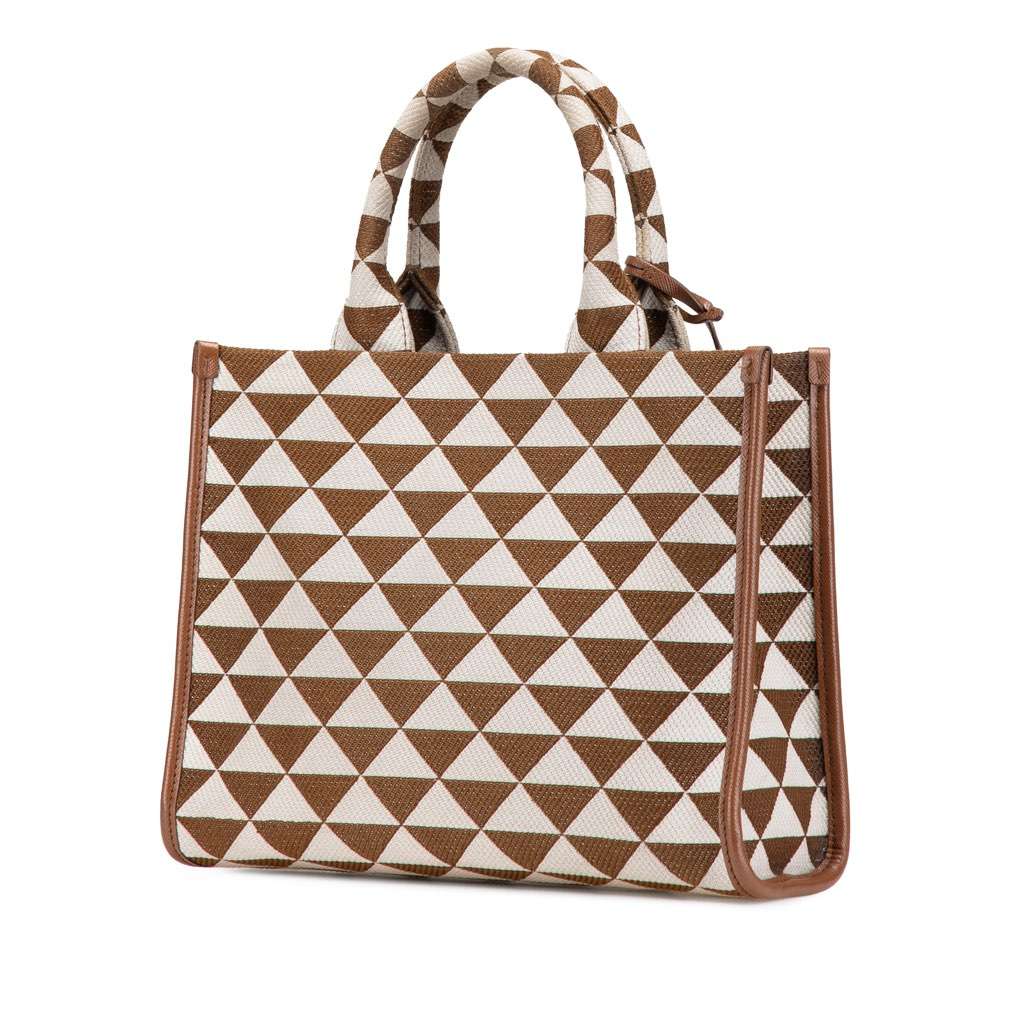 Prada Small Canvas Symbole Triangolo Satchel Brown Canvas Very good condition - Back View