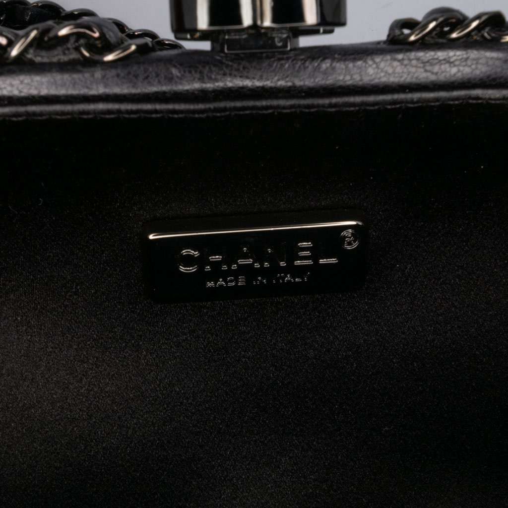 Chanel Chevron Lambskin Chain Around Clutch on Chain Black Leather Good - Box View