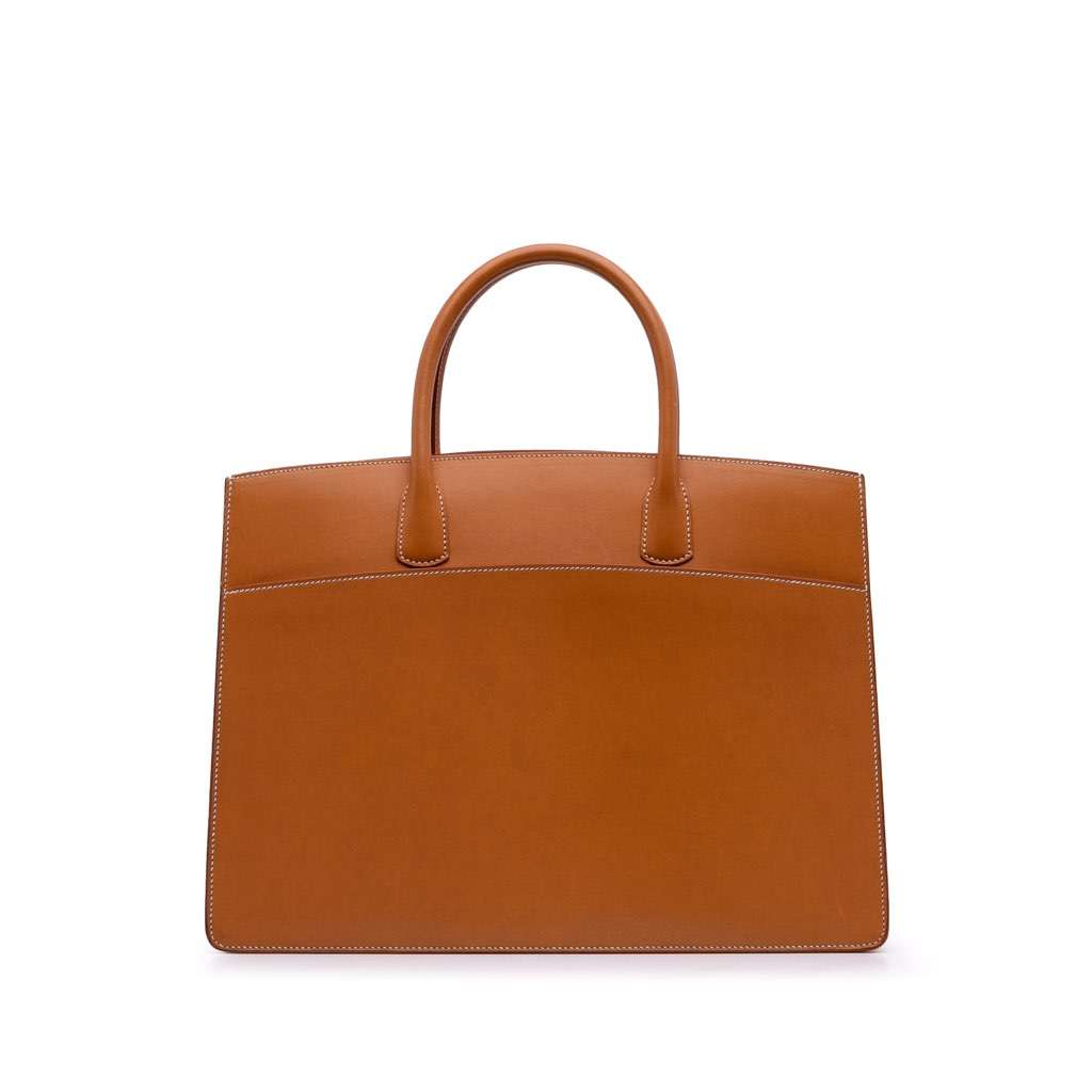 Hermès Barenia White Bus 40 Brown Leather Good condition - Front View