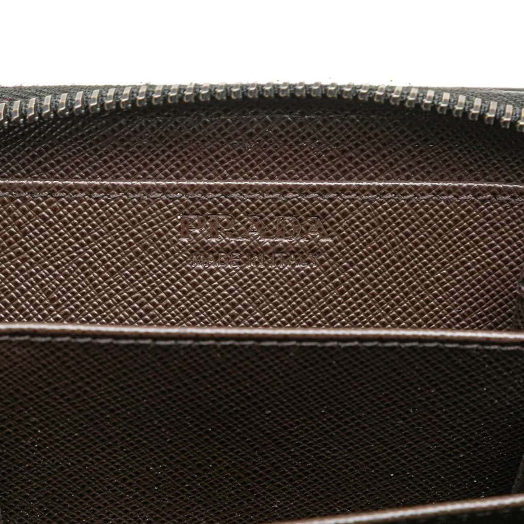 Prada Saffiano Zip Coin Pouch Black Leather Good condition - Box View