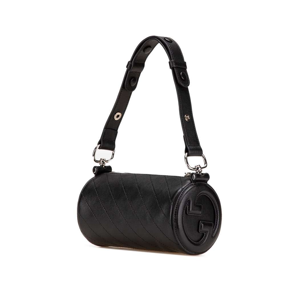 Gucci Mini Leather Blondie Barrel Shoulder Bag Black Leather Very good - Back View