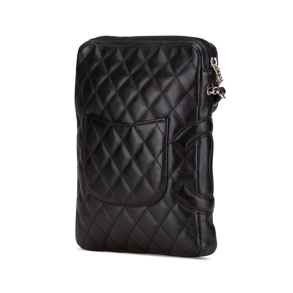 Chanel Lambskin Cambon Ligne Crossbody Black Leather Good condition - Back View