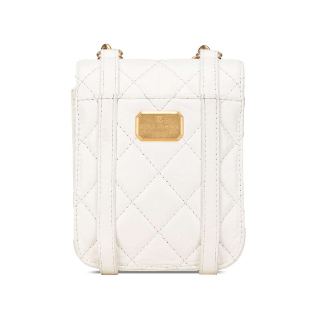 Chanel Mini Aged Calfskin City School Flap White Leather Very good - Inside View