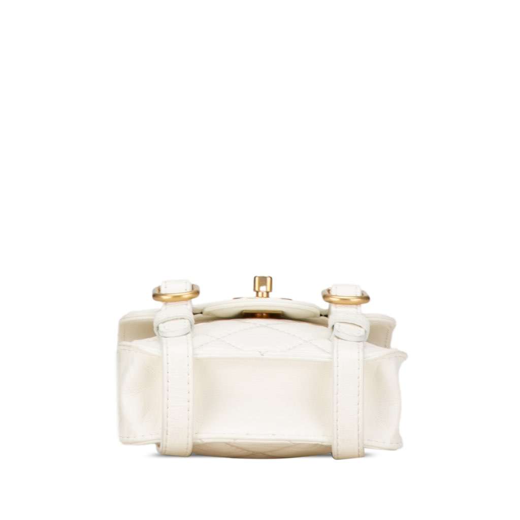 Chanel Mini Aged Calfskin City School Flap White Leather Very good - Model View