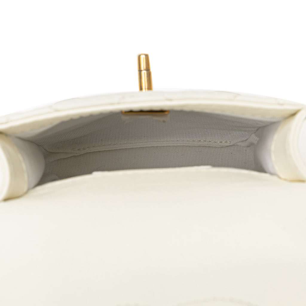 Chanel Mini Aged Calfskin City School Flap White Leather Very good - Box View