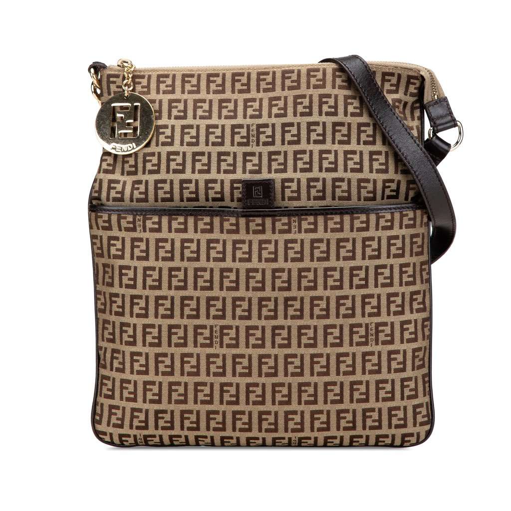 Fendi Zucchino Canvas Crossbody Brown Canvas Very good - Front View