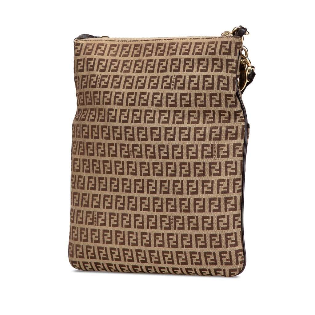 Fendi Zucchino Canvas Crossbody Brown Canvas Very good - Back View