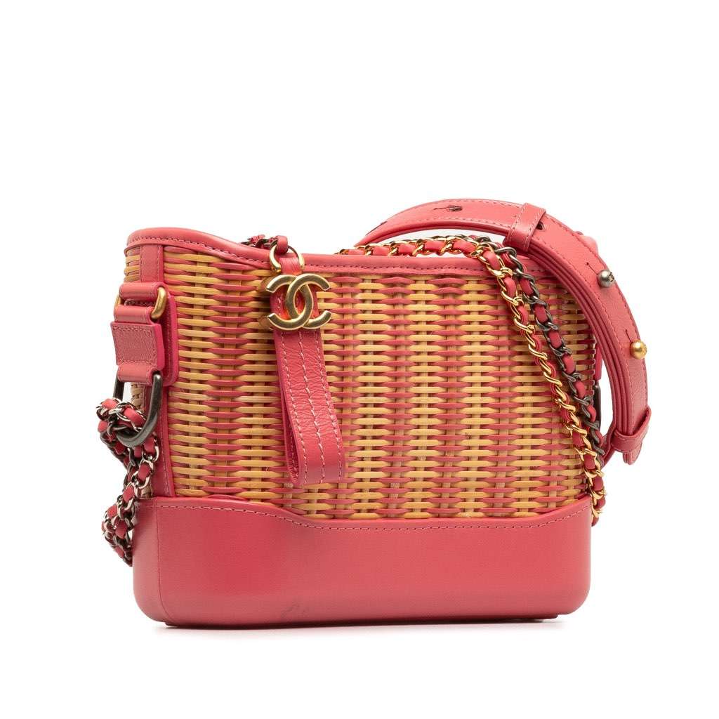 Chanel Small Rattan Gabrielle Crossbody Pink Very good - Back View