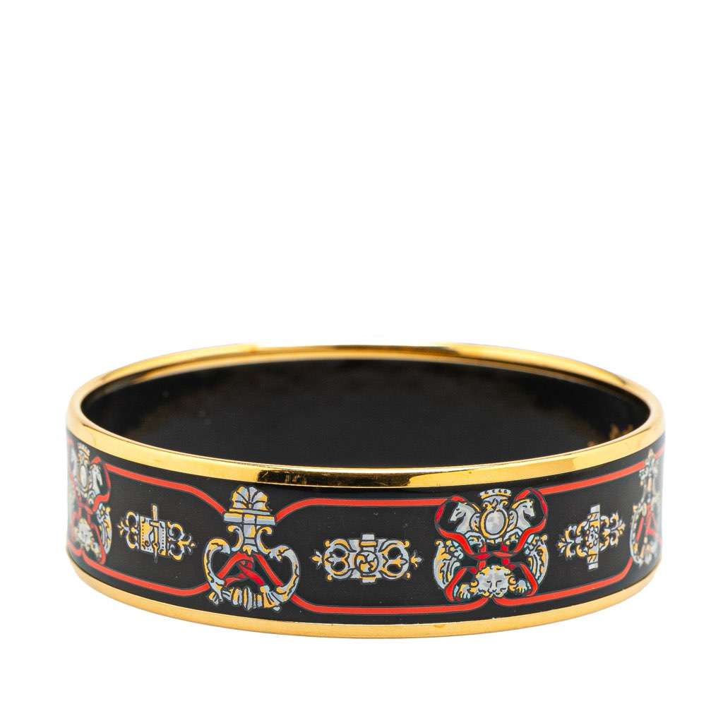 Hermès Wide Horse Enamel Bangle 65 Black Good condition - Back View