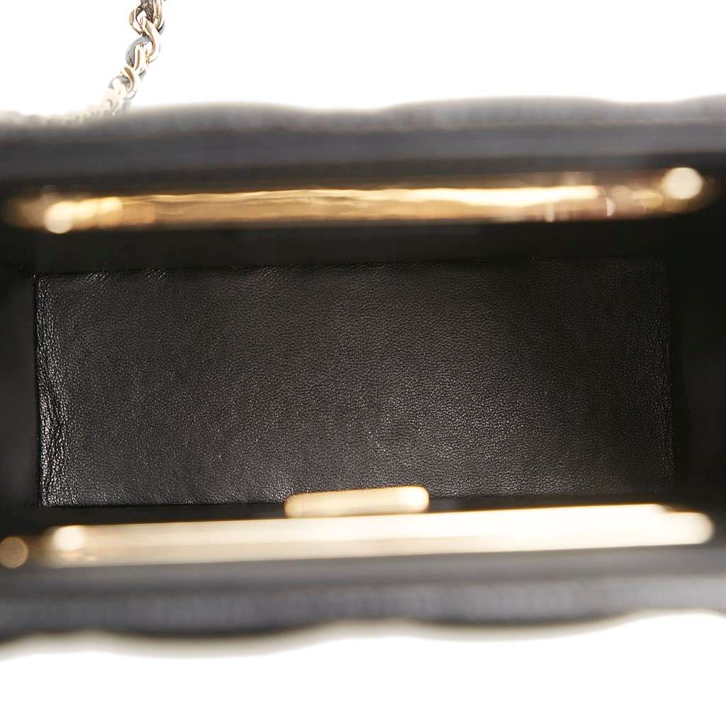 Chanel Mini Caviar Chain Around Cut Out Evening Bag Black Leather Very good - Box View