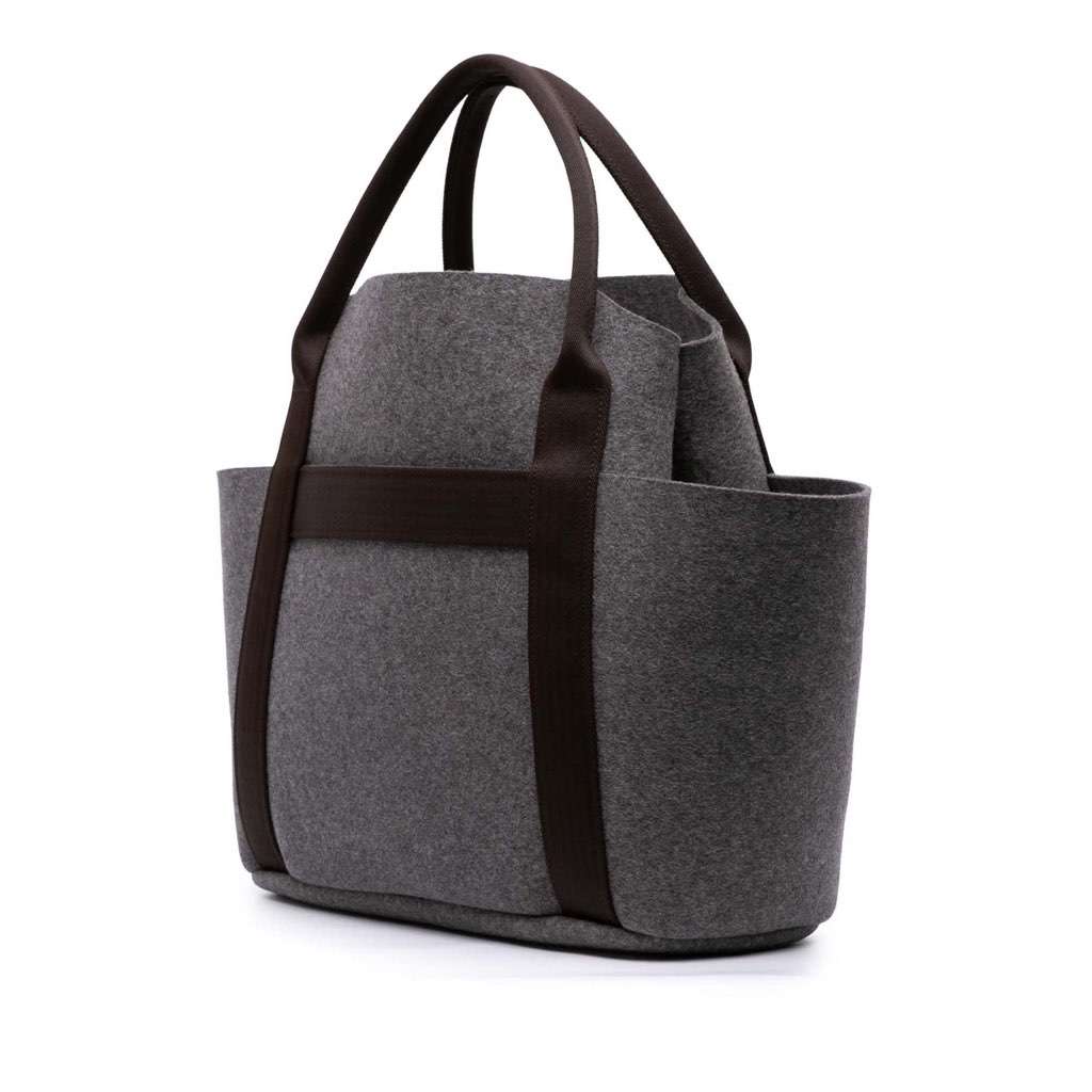 Hermès Feutre Sac de Pansage Grooming Bag Grey Wool Good condition - Back View
