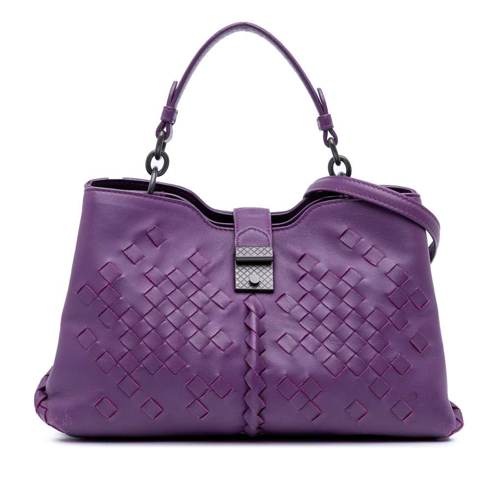 Bottega Veneta Nappa Intrecciato Napoli Satchel Purple Leather Very good - Front View