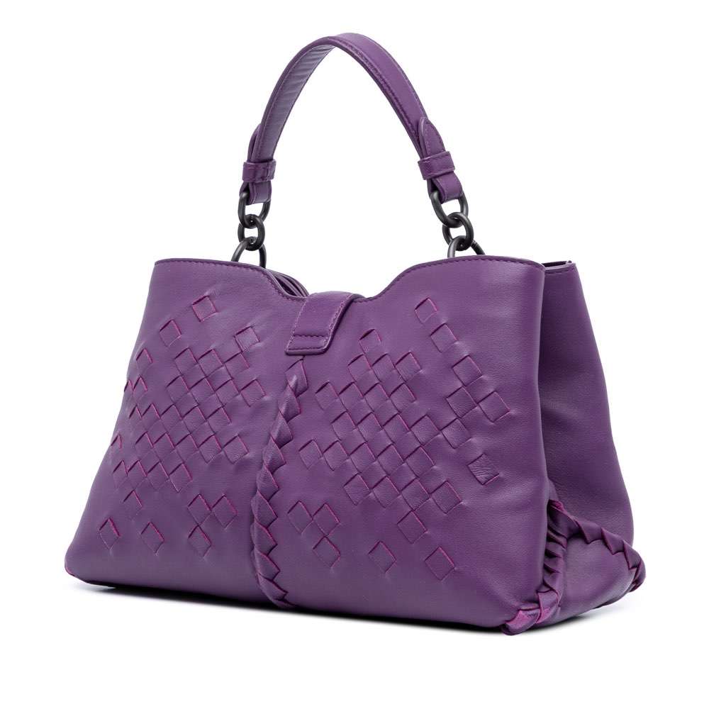 Bottega Veneta Nappa Intrecciato Napoli Satchel Purple Leather Very good - Back View