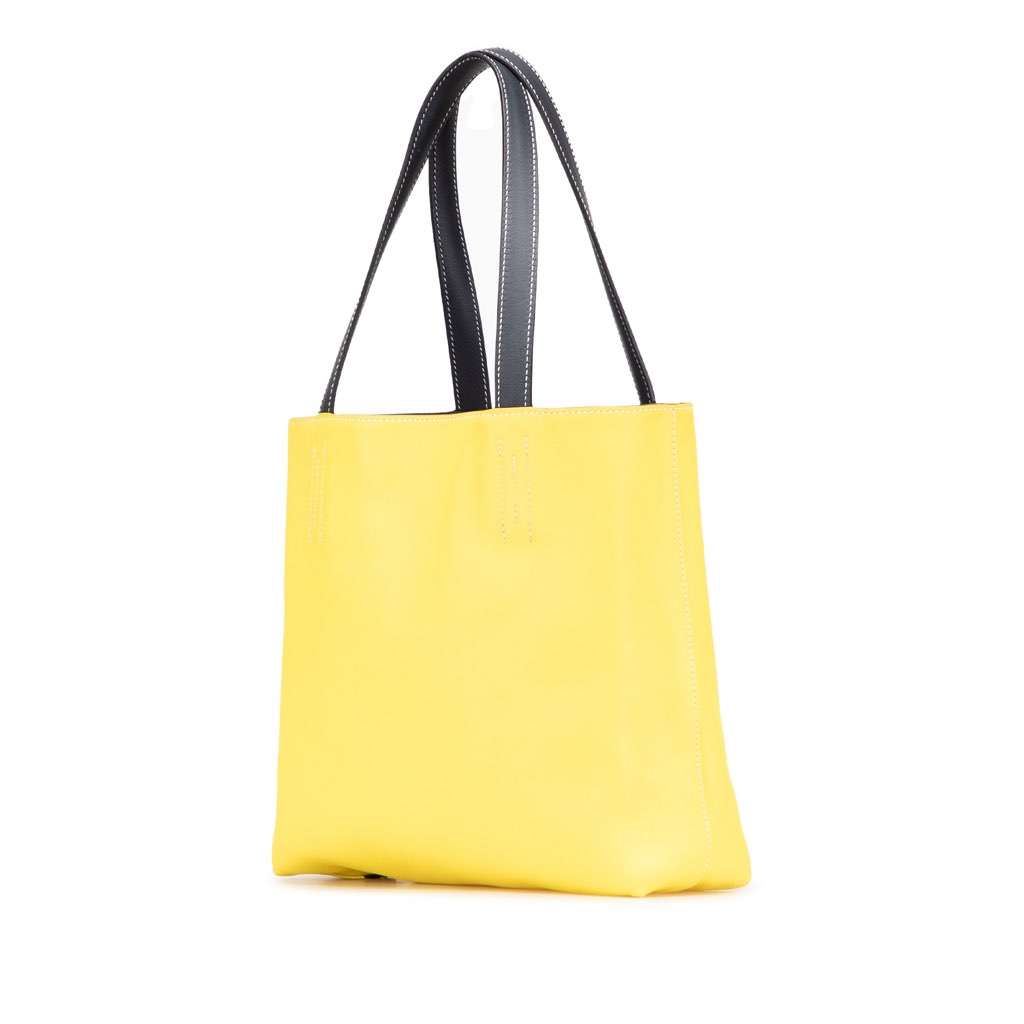 Hermès Swift and Veau Sikkim Double Sens 28 Yellow Leather Good condition - Back View