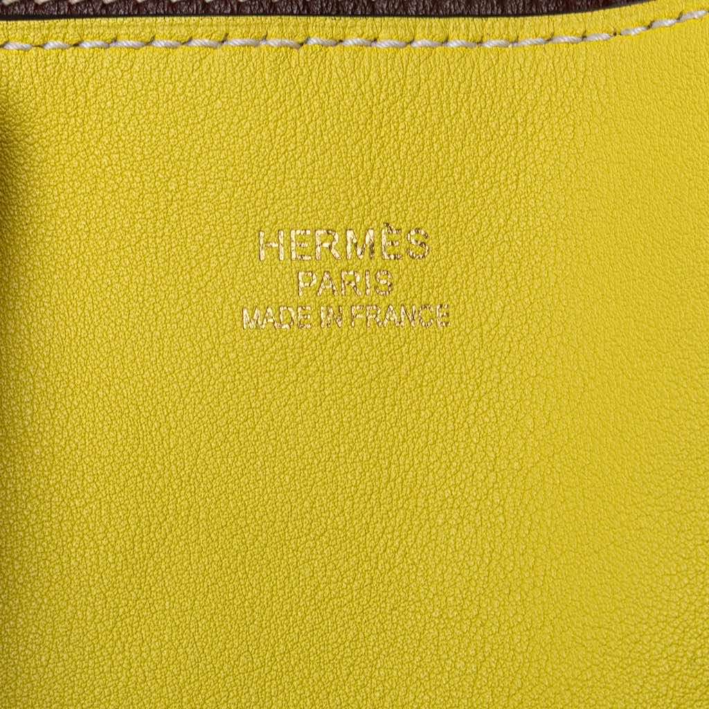 Hermès Swift and Veau Sikkim Double Sens 28 Yellow Leather Good condition - Box View