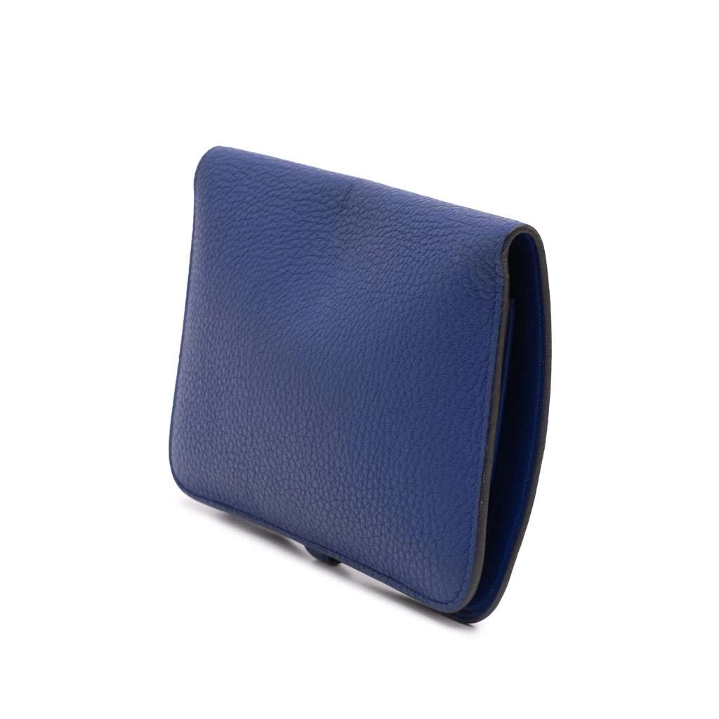 Hermès Clemence Dogon Wallet GM Blue Leather Good condition - Back View