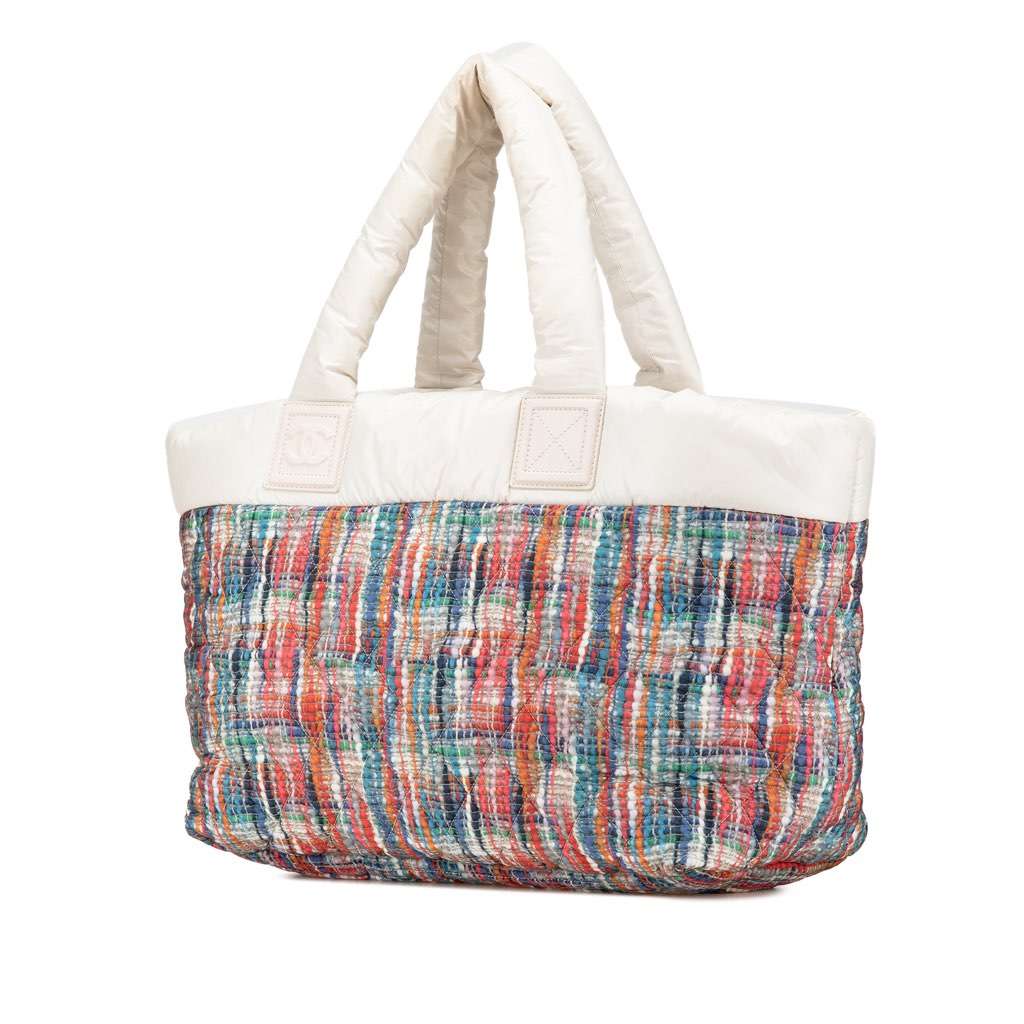 Chanel Nylon Tweed Printed Coco Cocoon Tote MultiColor Very good - Back View