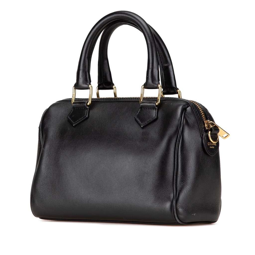 Celine Smooth Calfskin Cuir Triomphe Satchel Black Leather Good - Back View