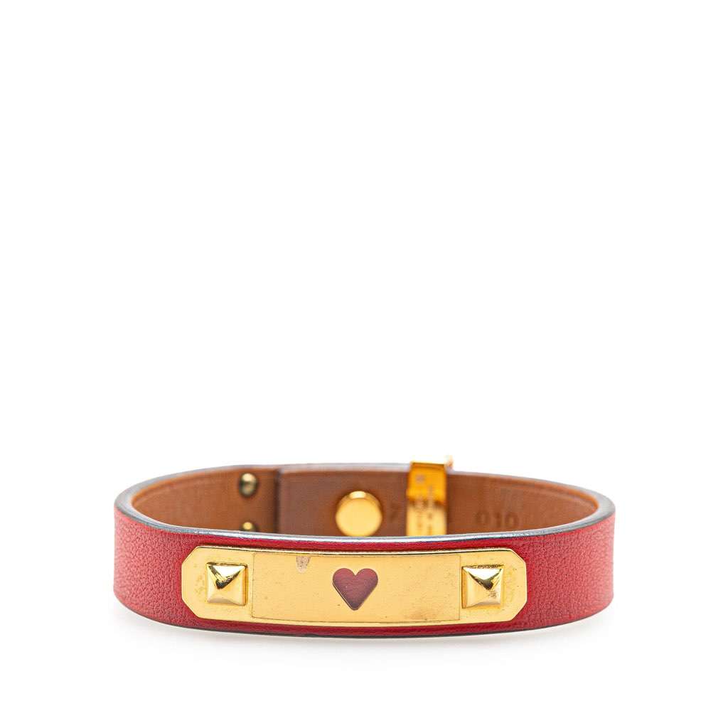 Hermès Swift As De Coeur T2 Bracelet Red Leather Good condition - Inside View