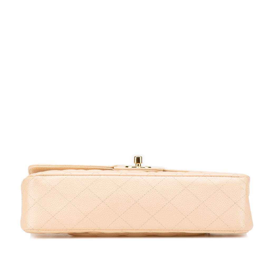 Chanel Medium Classic Caviar Double Flap Brown Leather Good - Inside View