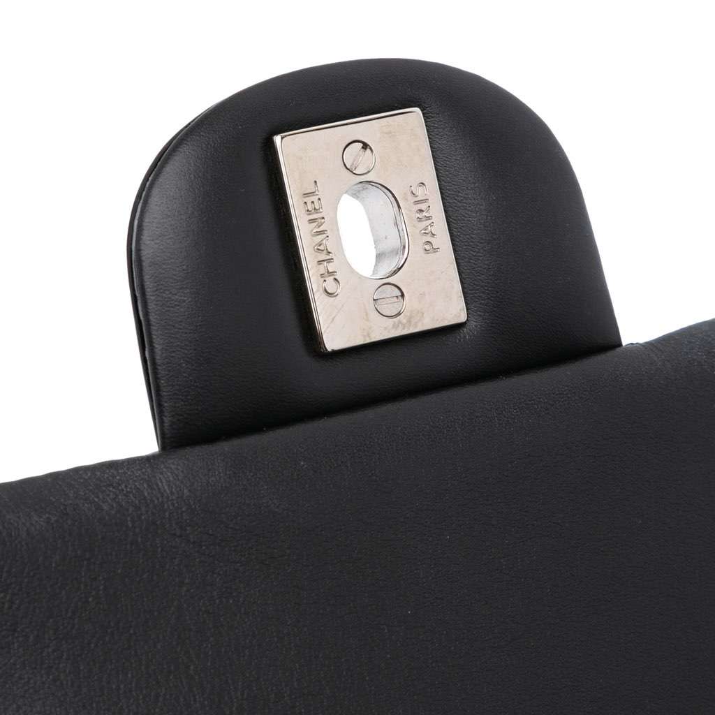 Chanel Mini Square Classic Patent Single Flap Black Leather Good - Model View