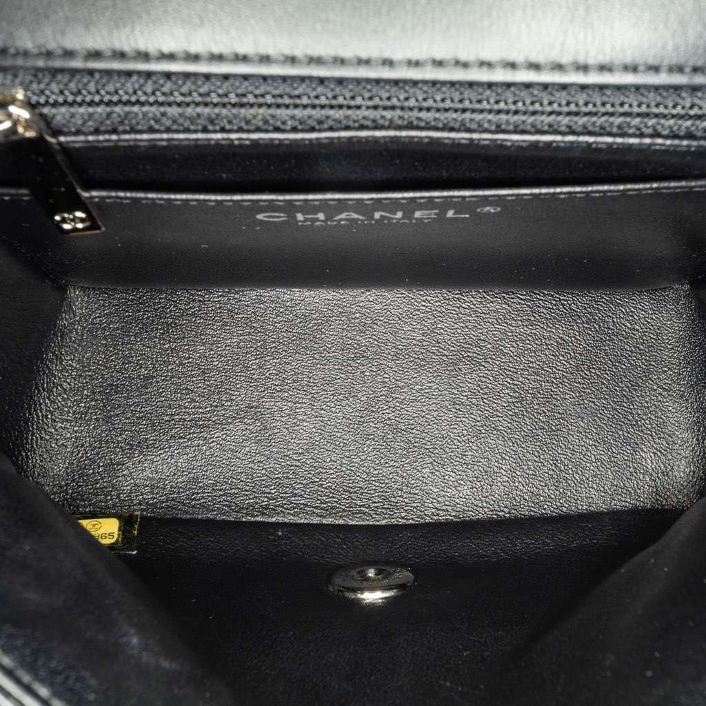 Chanel Mini Square Classic Patent Single Flap Black Leather Good - Box View