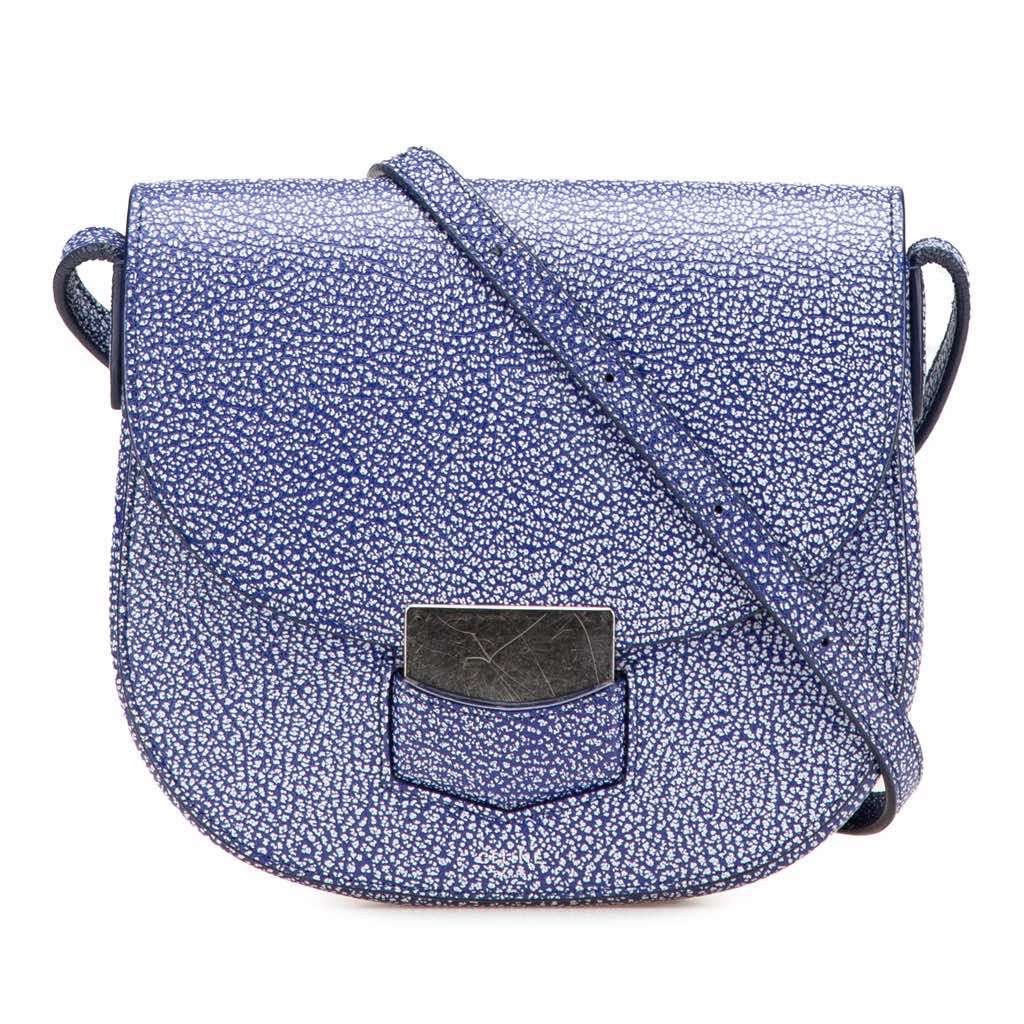 Celine Small Goatskin Trotteur Crossbody Blue Leather Good - Front View