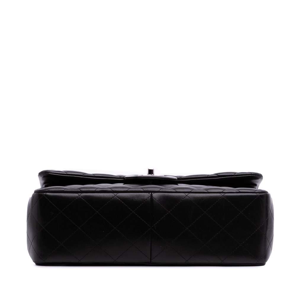 Chanel Jumbo Classic Lambskin Double Flap Black Leather Good - Inside View