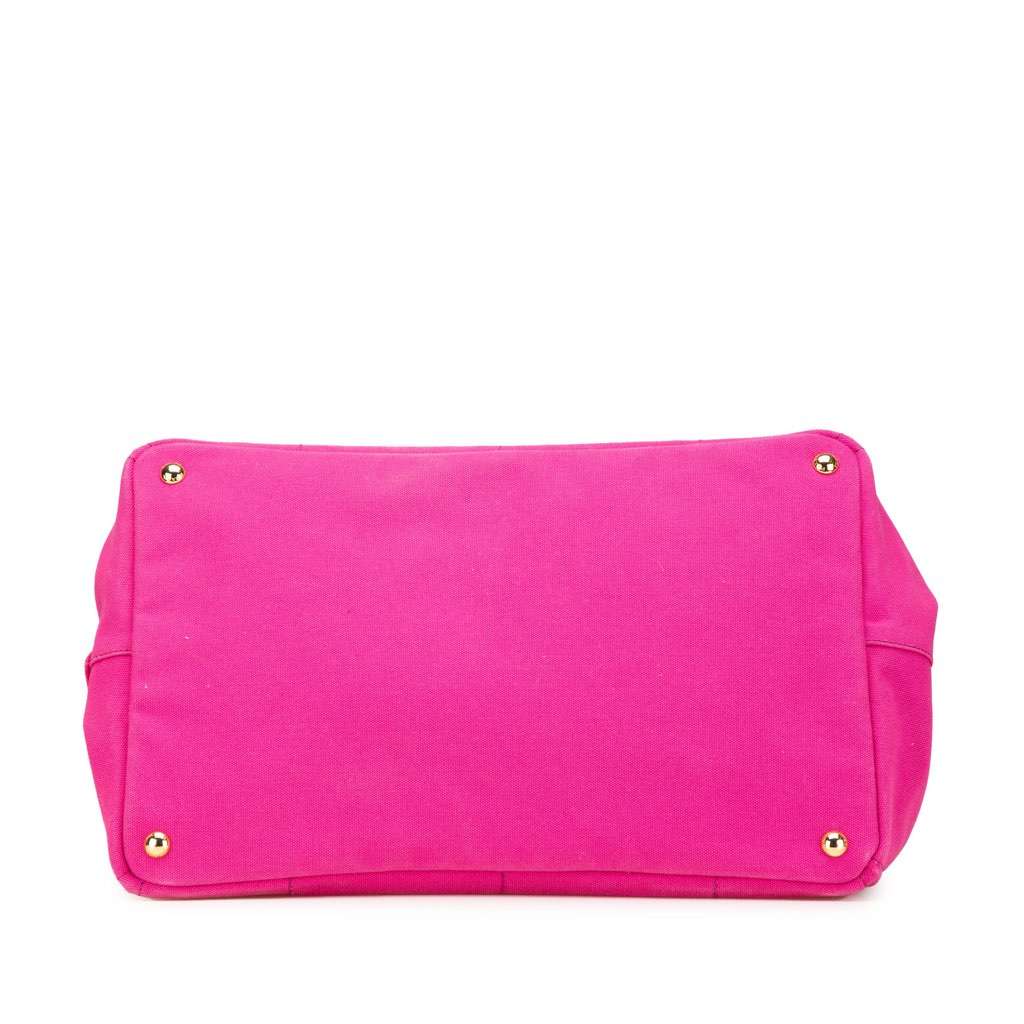 Prada Large Canvas Canapa Logo Satchel Pink Canvas Good - Inside View