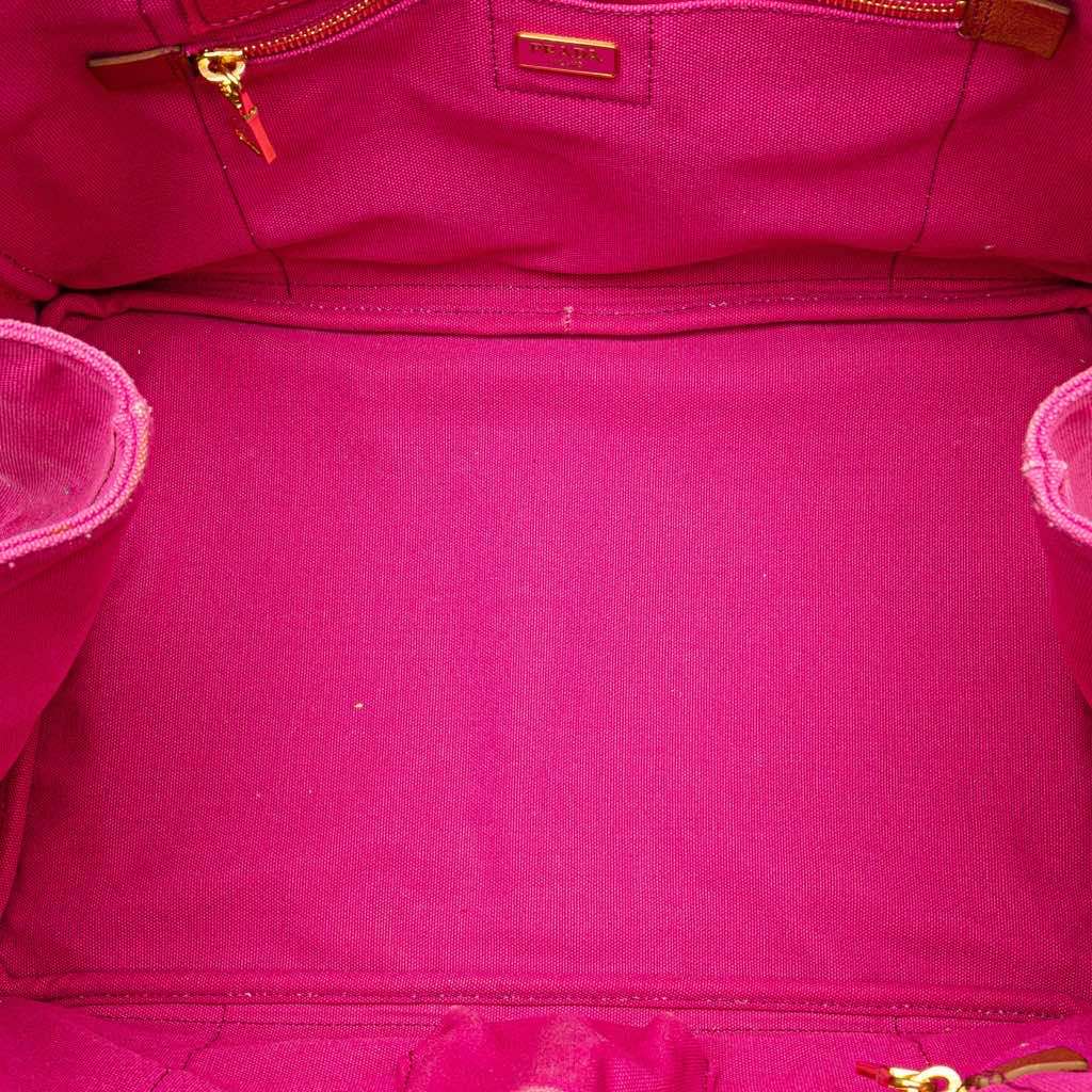 Prada Large Canvas Canapa Logo Satchel Pink Canvas Good - Model View