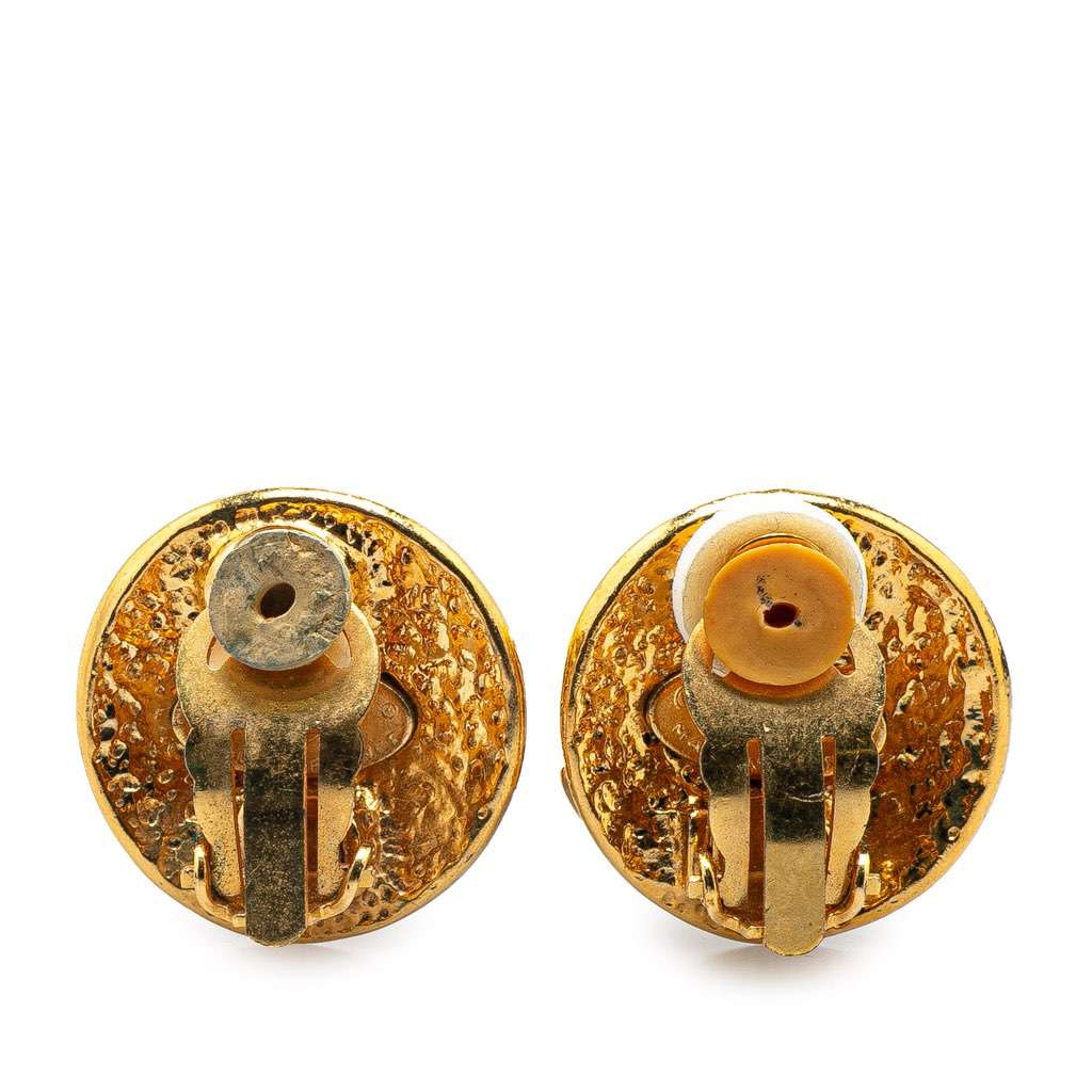 Chanel Gold Plated CC Clip on Earrings Gold Metal Good - Back View