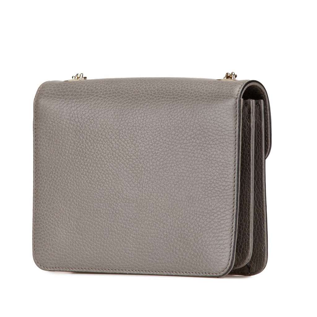 Gucci Small Dollar Calfskin Interlocking G Crossbody Grey Leather Good - Back View