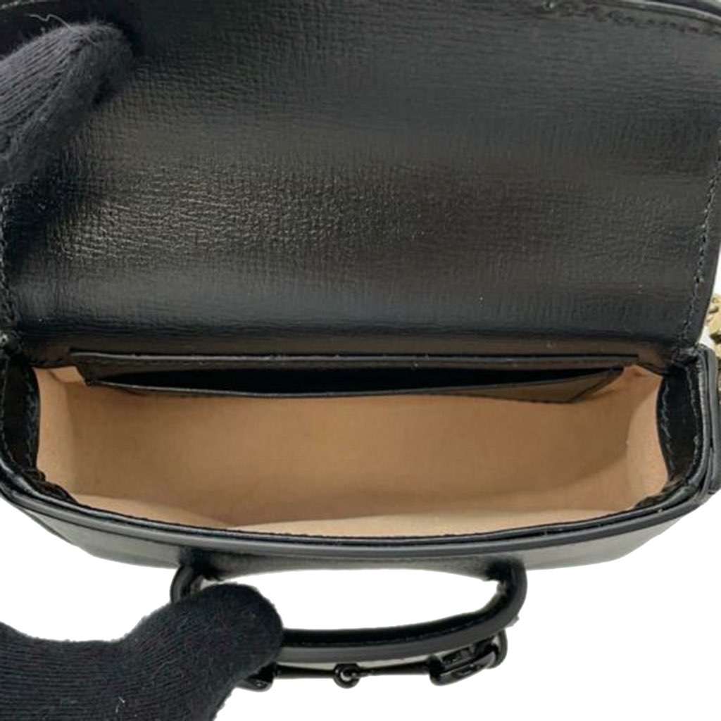 Gucci Mini Leather Horsebit 1955 Web Satchel Black Leather Good - Model View
