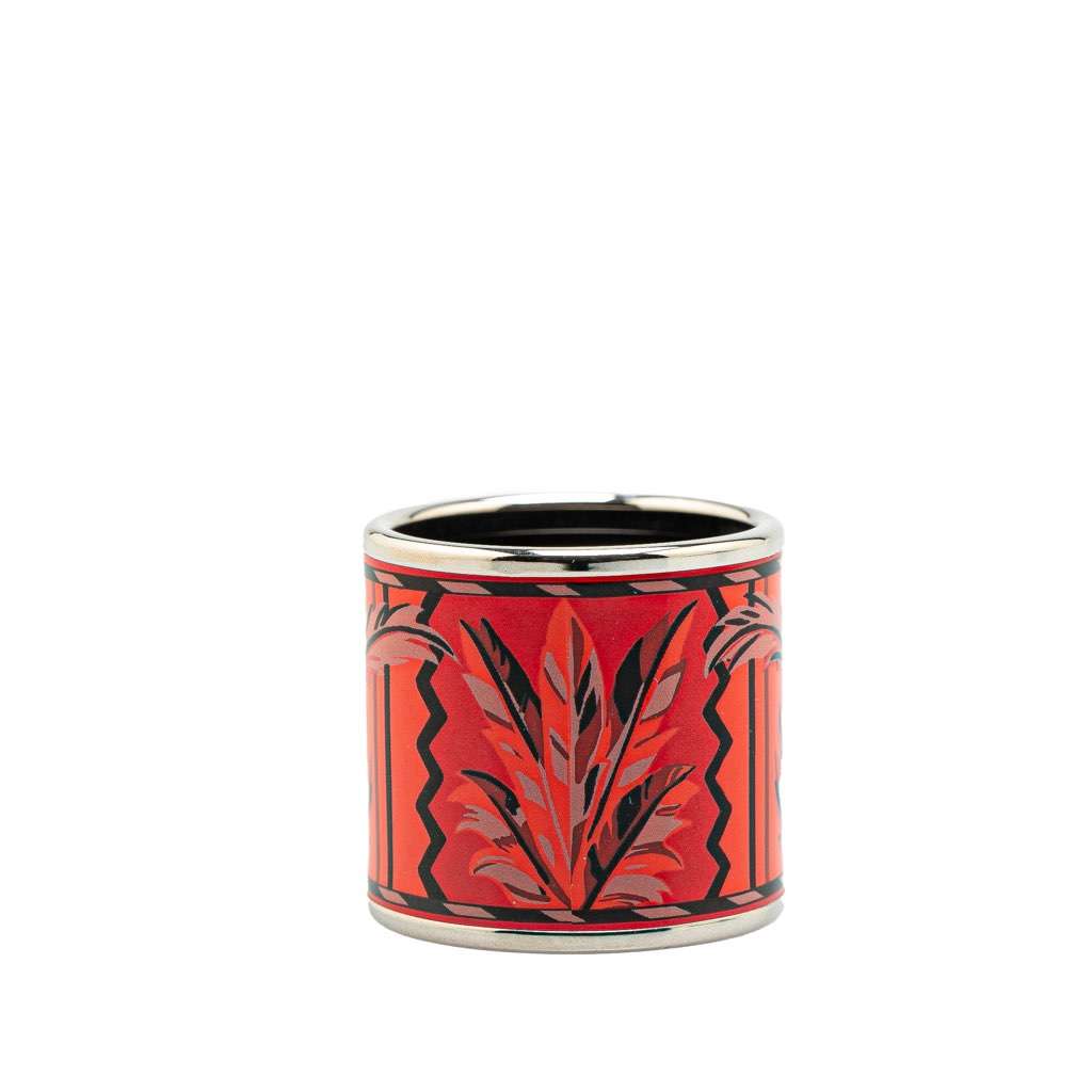 Hermès Enamel and Palladium Plated Brazil Feather Scarf Ring Orange Good condition - Inside View